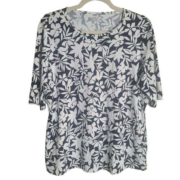 3 Land's End Floral Rash Guard Shirts Women's XL Short Sleeve Tropical Beach - Picture 8 of 15